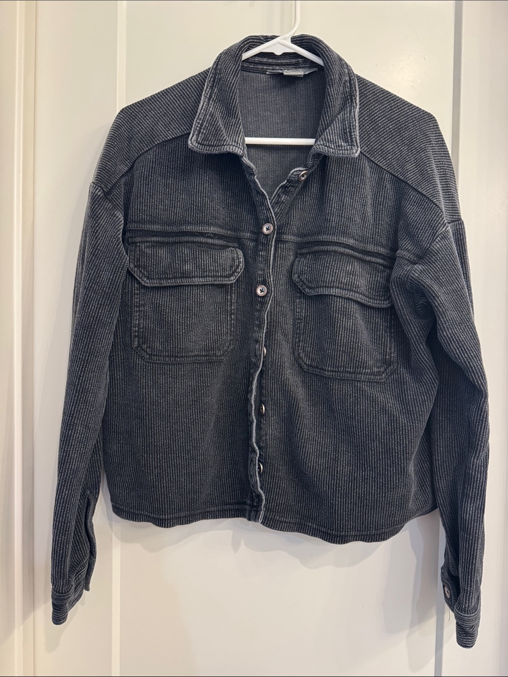 Natural Reflections Washed Charcoal Corduroy Button Down Shirt